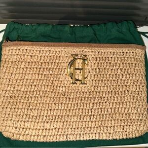 Tan Woven Clutch Bag holland cooper